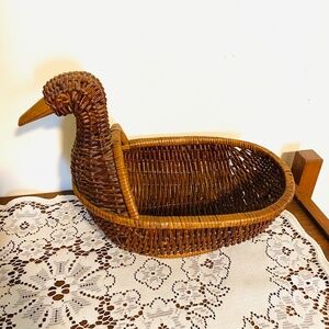 Vintage Duck Wicker Basket Fall Decor